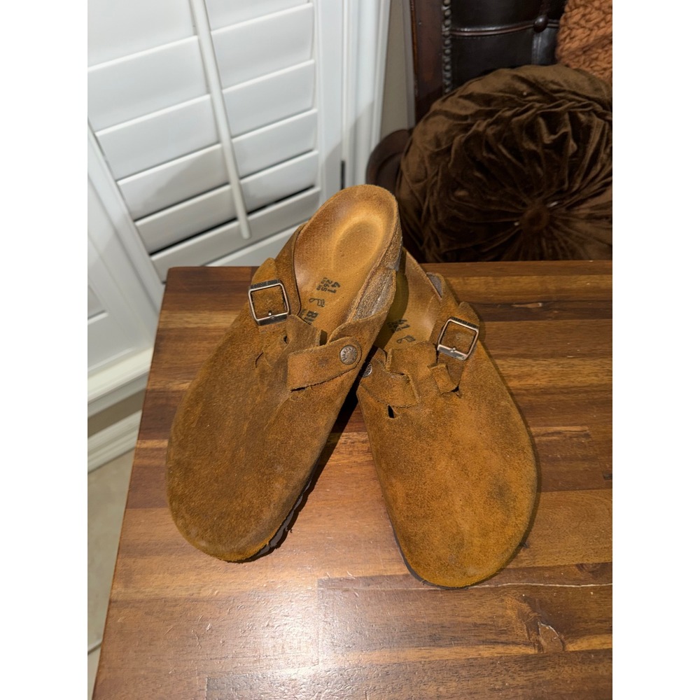 Birkenstock Boston Clogs Tobacco Brown Suede M8 W10 EU 41 Repair Needed